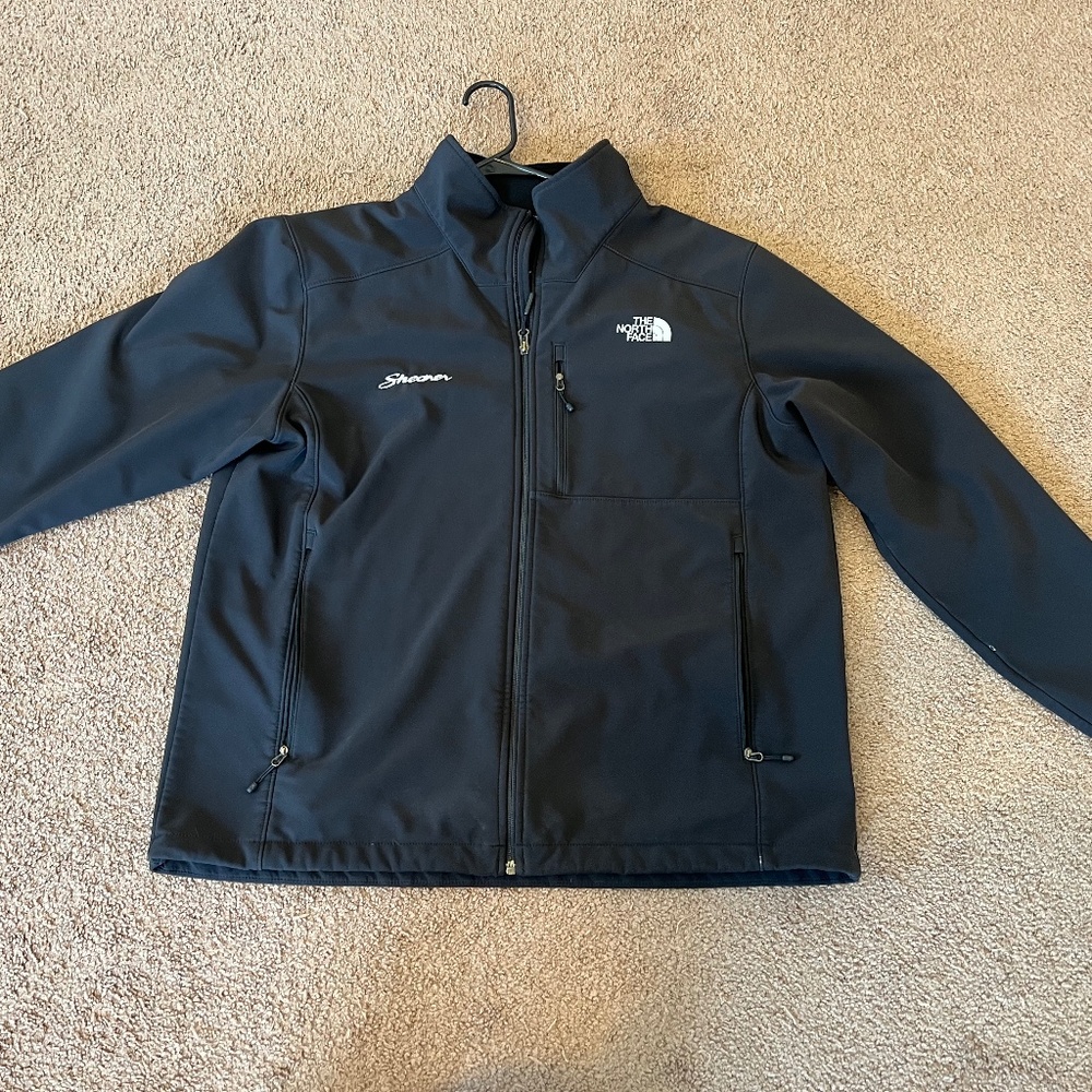 North Face Mens Soft Shell Fleece Jacket XL Black Full Zip Collar Outdoor